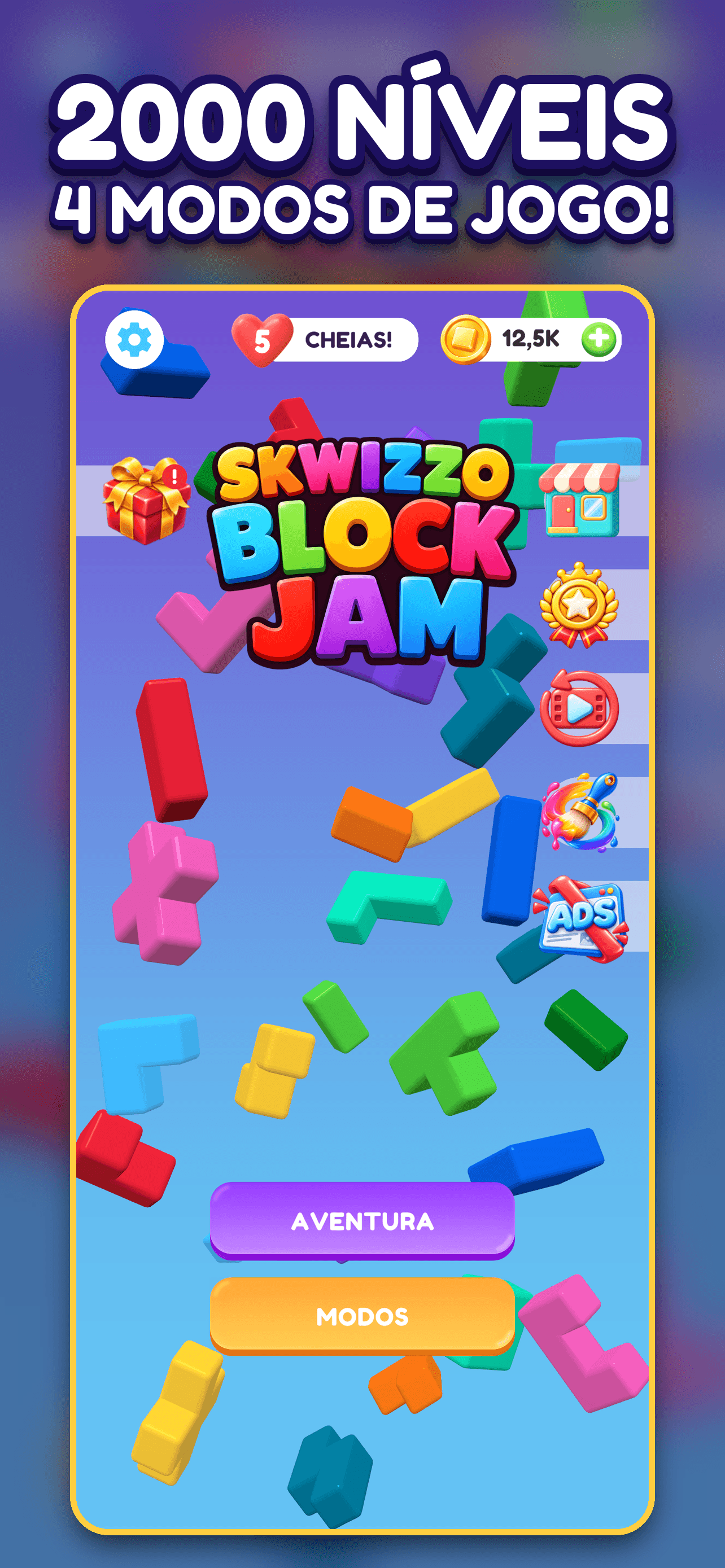 Skwizzo® Block Jam — 2000 níveis, quatro modos